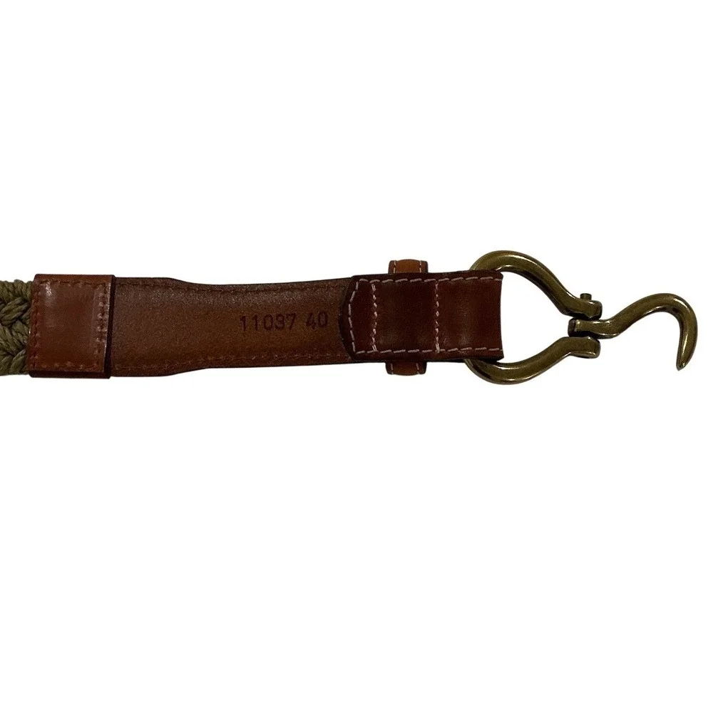 J.L. Powell Belt Braided Mens 40 Leather Brass Preppy Equestrian Western USA 90s